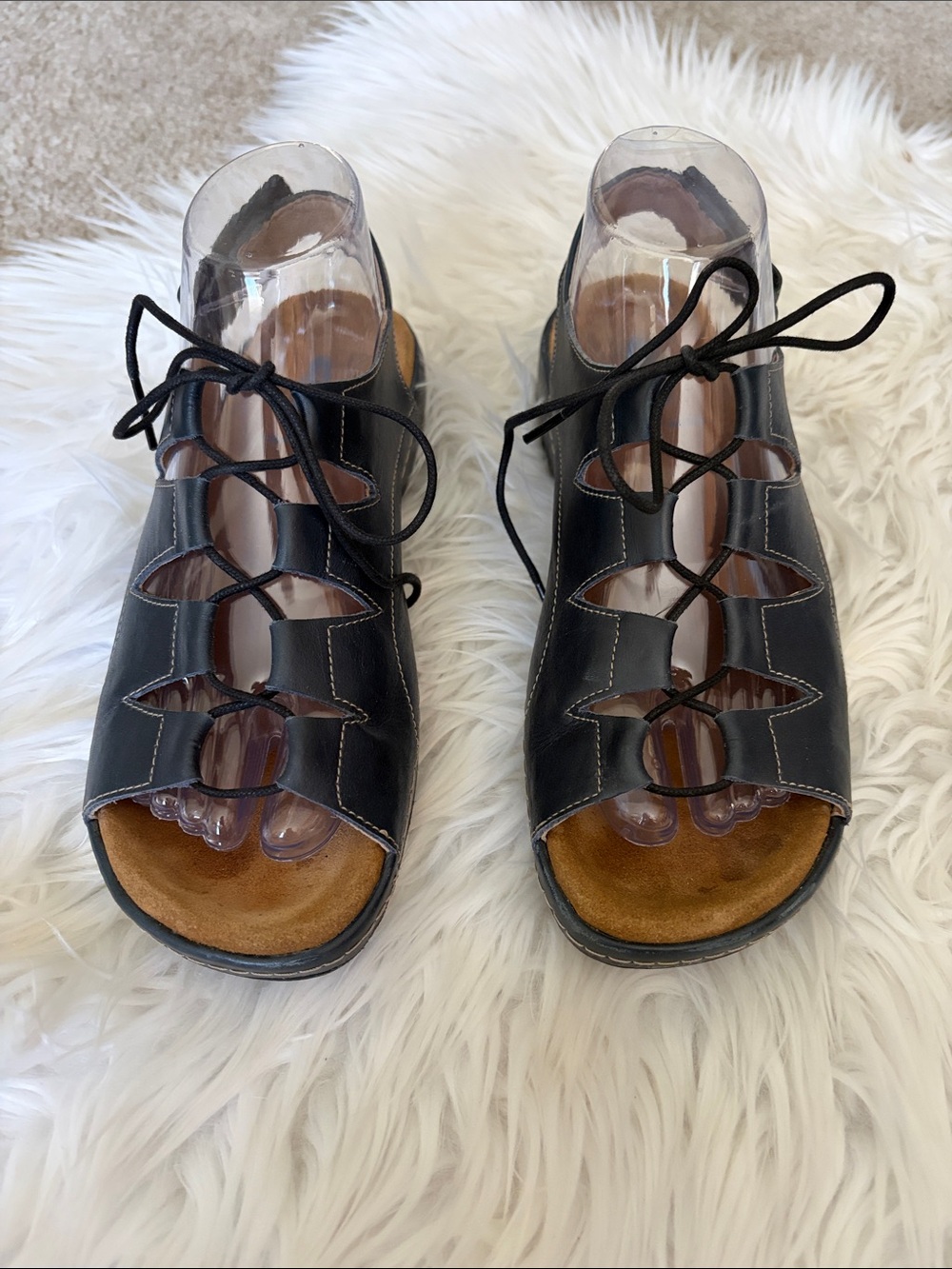 Women’s Wolky Kite Ghillie Blue Leather Lace-Up Cutout Sandals Size EU 38